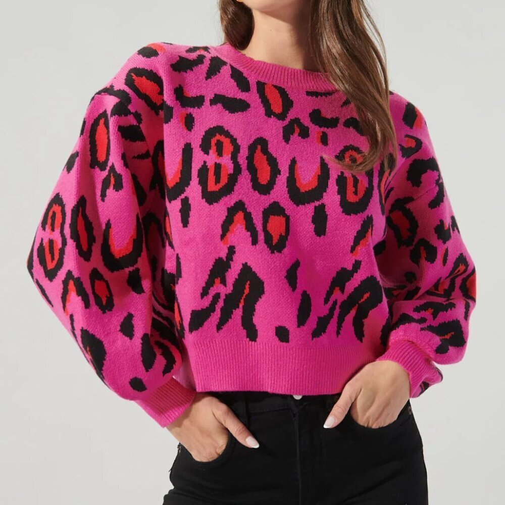 Sugarlips Rocky Leopard Balloon Sleeve Sweater
